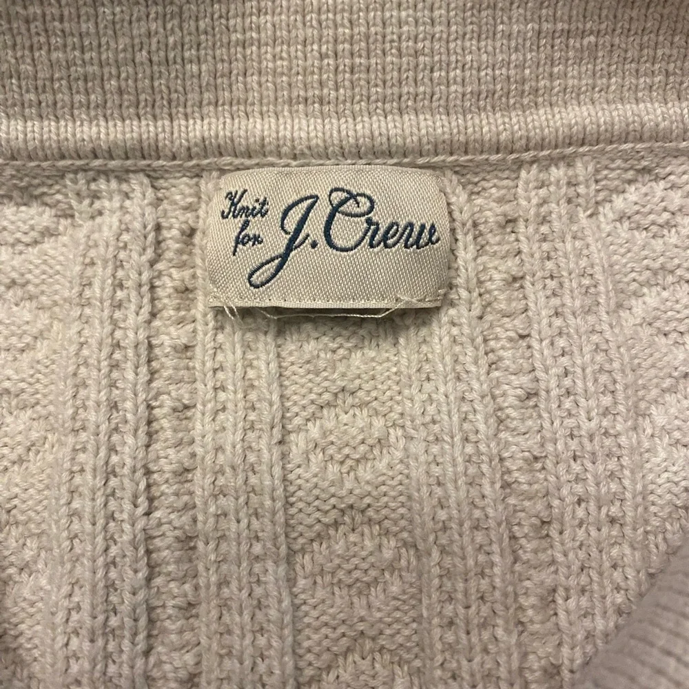 J. Crew Cream Guernsey Cable Knit Polo Sweater